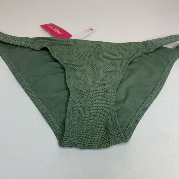 Xhilaration Womens Bikini Bottom Size Medium 4-6 Green Textured Cheeky - Picture 2 of 7